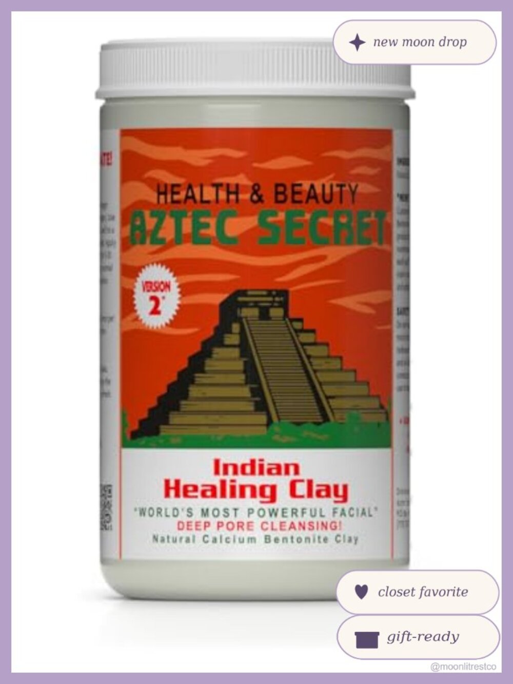 Indian Healing Clay Deep Pore Cleansing Facial & Body Mask Calcium Bentonite